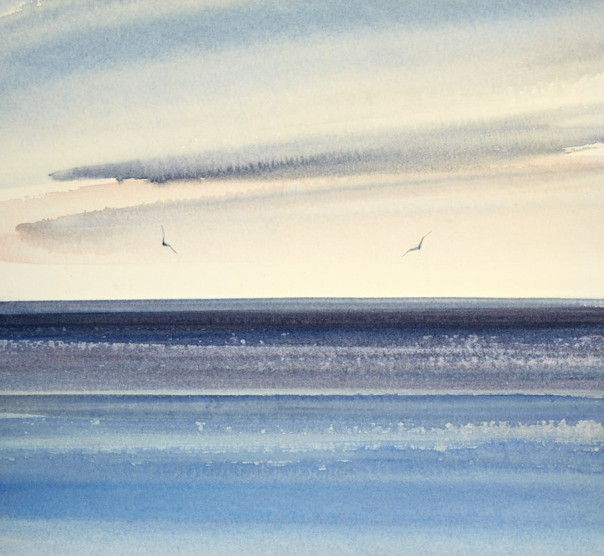 Evening shore, St Annes-on-sea original watercolour painting