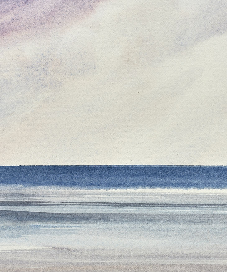 Light across the sea original seascape watercolour painting by Timothy Gent - detail view