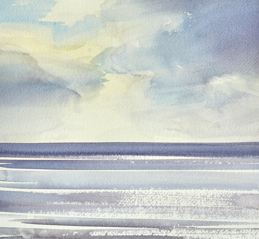 Light over the sea, Lindisfarne original watercolour painting by Timothy Gent
