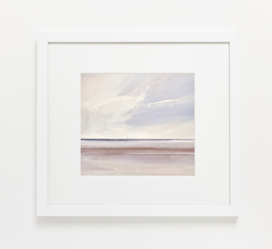 Light over the sea, Lytham original watercolour painting - framed example detail view