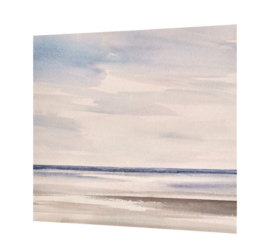 Light over the shore, St Annes-on-sea original seascape watercolour painting - side view