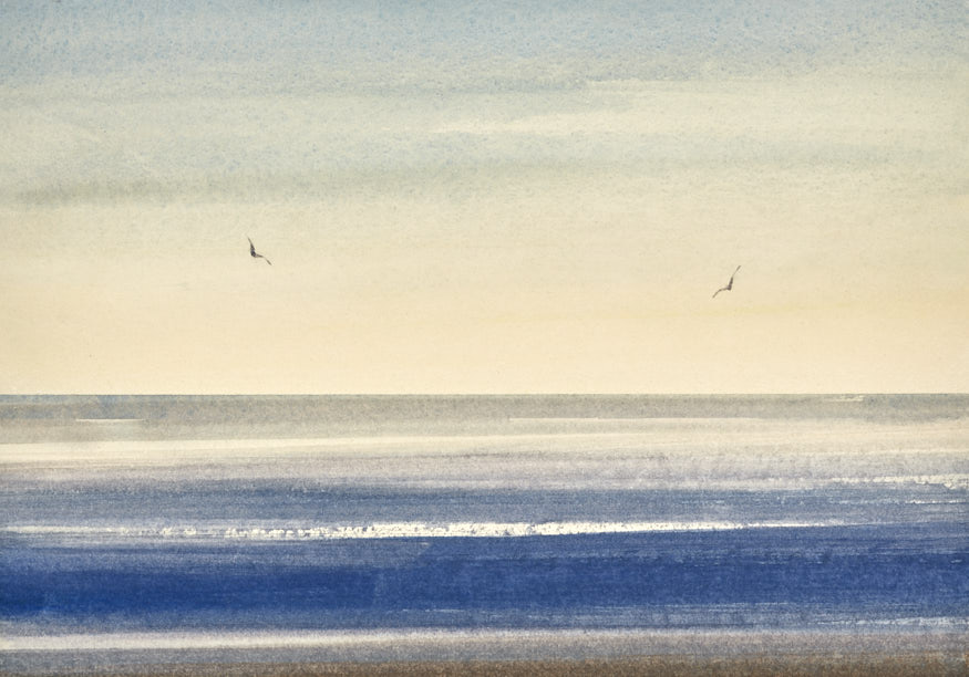 Open seas at sunset original watercolour painting