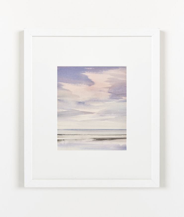 Peaceful shore, Lytham St Annes beach watercolour painting by Timothy Gent - example framed view
