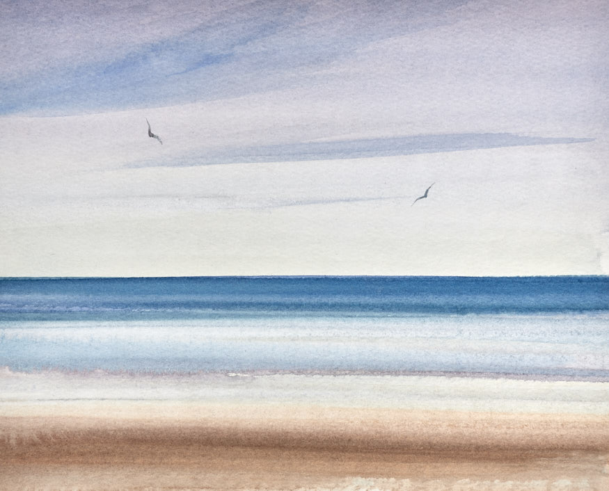 Peaceful sunset, St Annes-on-sea original watercolour painting