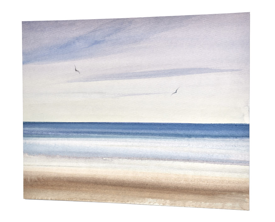 Peaceful sunset, St Annes-on-sea original seascape watercolour painting by Timothy Gent - side view