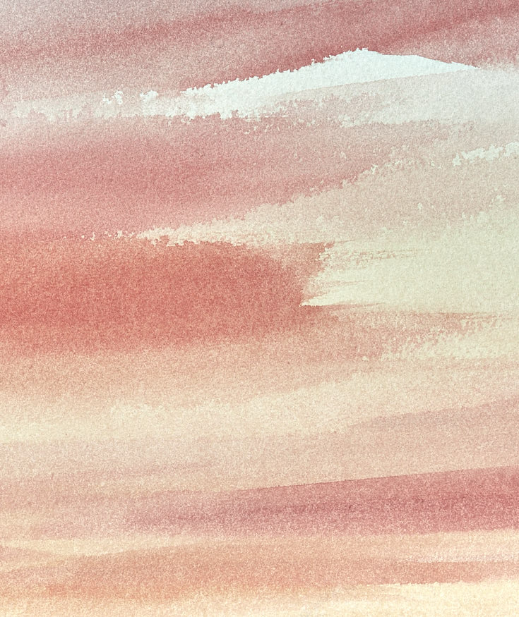 Serene sunset original seascape watercolour painting by Timothy Gent - detail view
