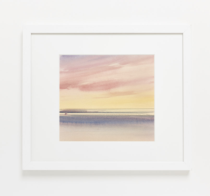 Serene twilight watercolour painting by Timothy Gent - example framed view