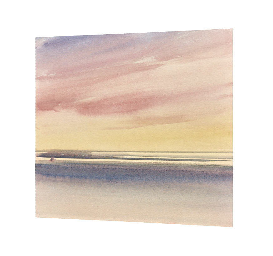 Serene twilight original seascape watercolour painting by Timothy Gent - side view