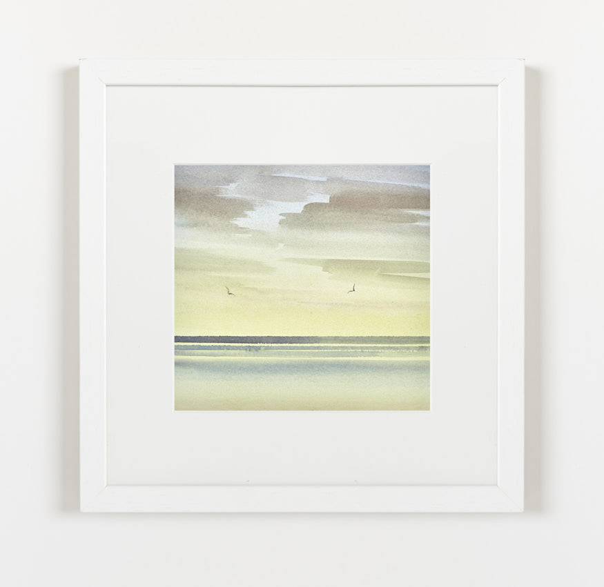 Serene twilight, St Annes-on-sea watercolour painting - example framed view
