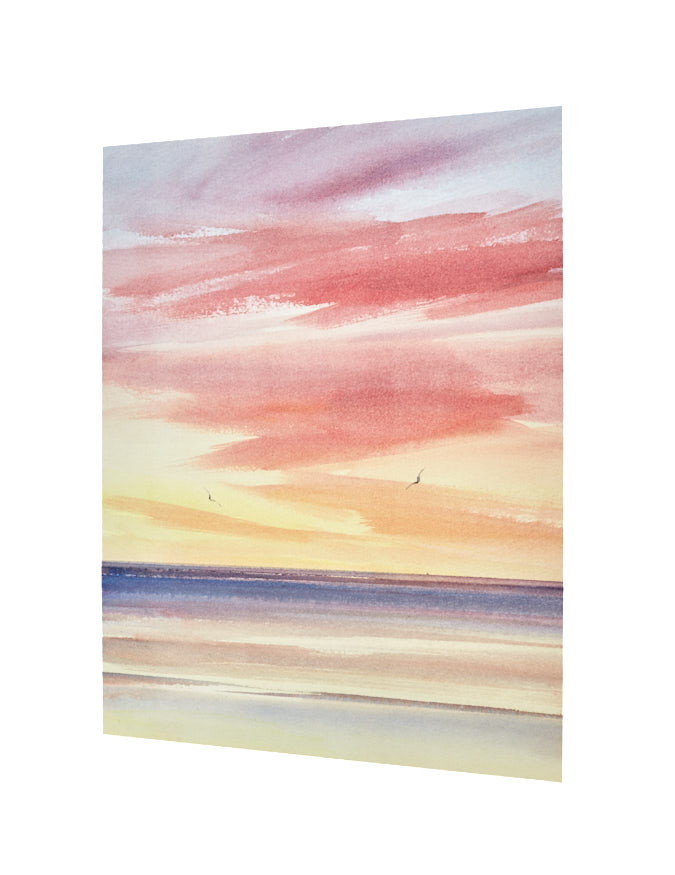 Shore after sunset original seascape watercolour painting by Timothy Gent - side view
