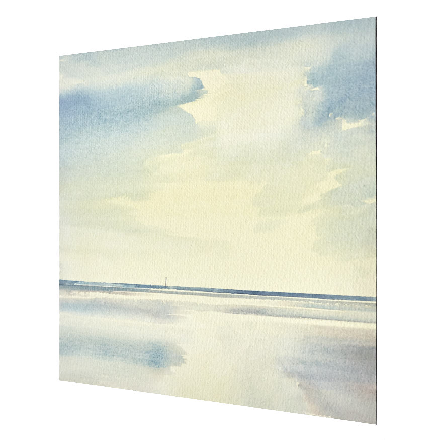 Shoreline, St Annes-on-sea original seascape watercolour painting by Timothy Gent - side view
