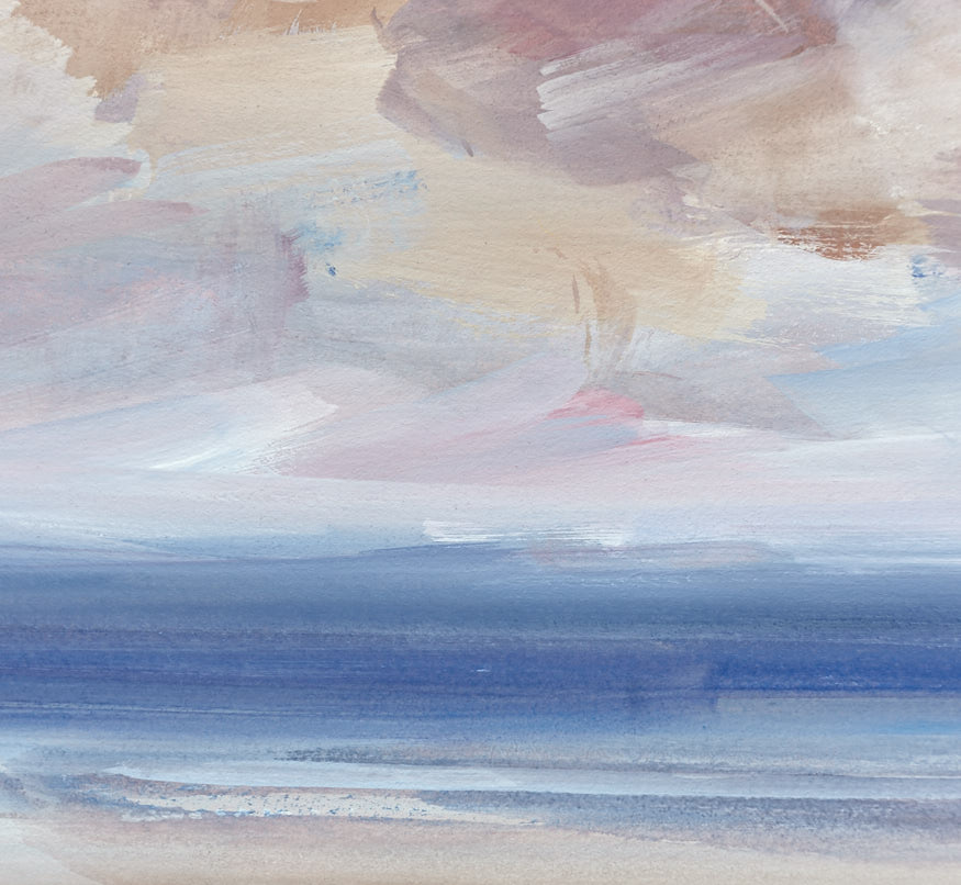 Skies over the sea original seascape watercolour painting by Timothy Gent - second detail view