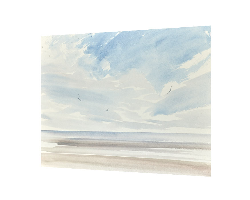 Summer Beach, Lytham St Annes original seascape watercolour painting by Timothy Gent - side view