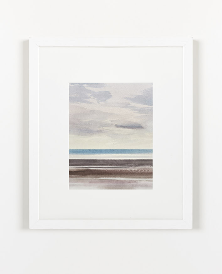 Sunlit tide, Lytham St Annes watercolour painting by Timothy Gent - example framed view