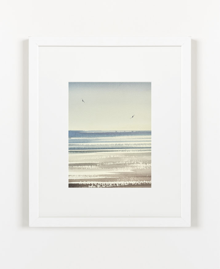 Sunlit waves, St Annes-on-sea watercolour painting by Timothy Gent - example framed view