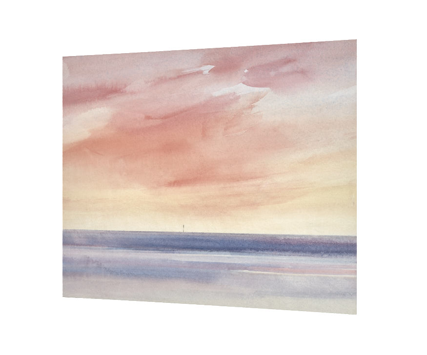 Sunset light out to sea original seascape watercolour painting by Timothy Gent - side view