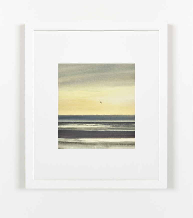 Sunset over the tide watercolour painting by Timothy Gent - example framed view