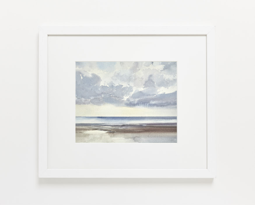 Sunset seashore, Lytham St Annes watercolour painting by Timothy Gent - example framed view