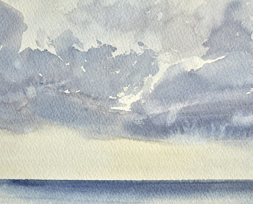 Sunset seashore, Lytham St Annes original watercolour painting by Timothy Gent - detail view