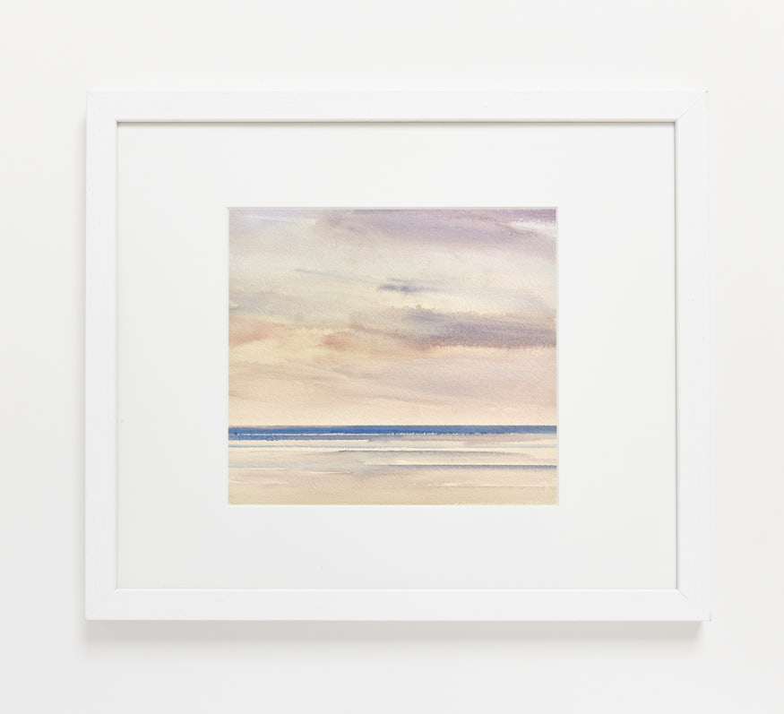 Sunset, St Annes-on-sea beach watercolour painting by Timothy Gent - example framed view