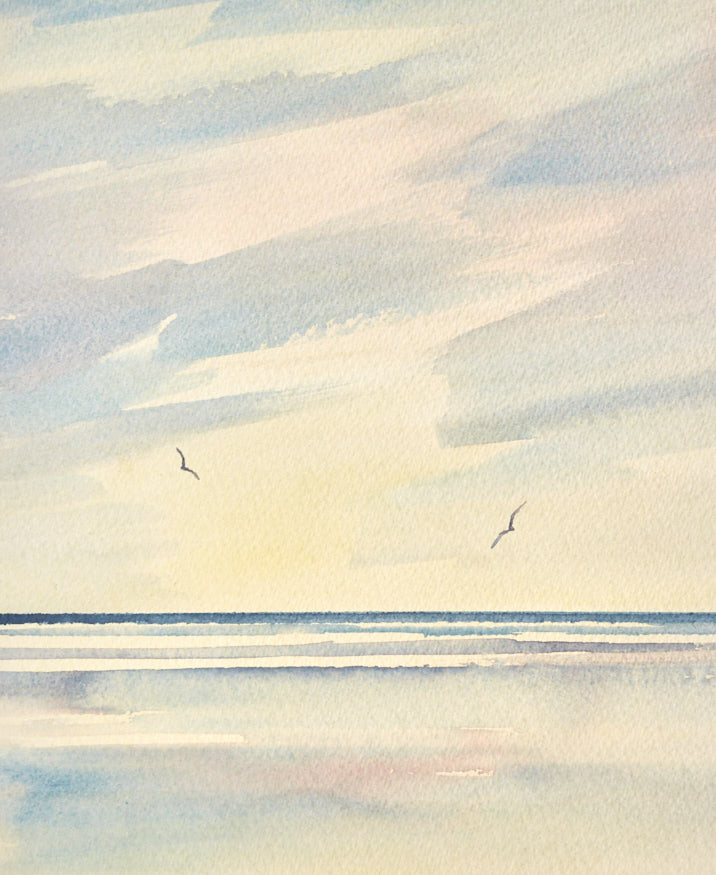 Sunset tide, St Annes-on-sea original watercolour painting