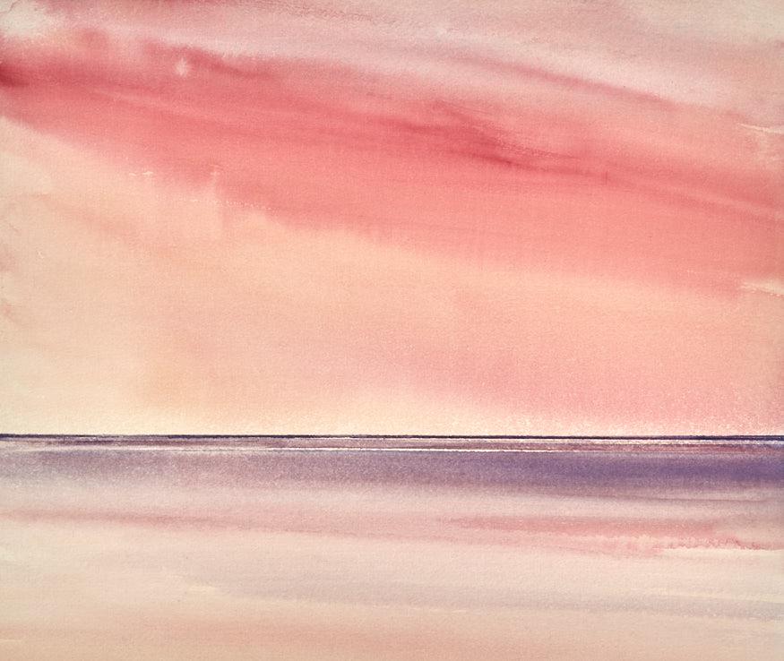 Twilight, Lytham St Annes beach original watercolour painting