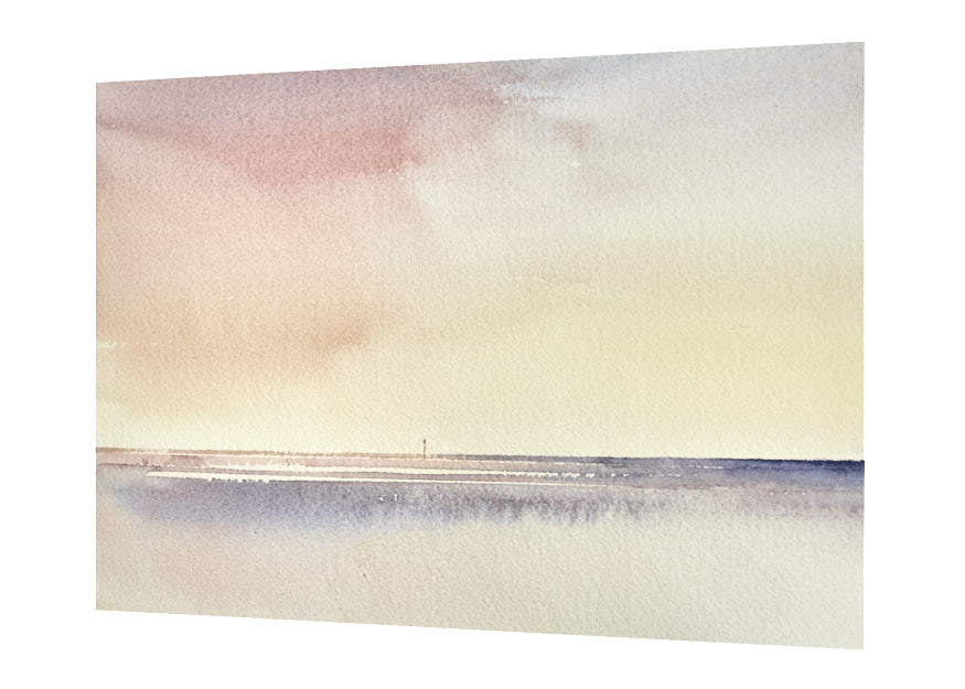 Twilight, St Annes-on-sea beach original seascape watercolour painting by Timothy Gent - side view