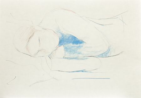 Original colour pencil drawing Figure resting by Timothy Gent