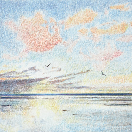 Original drawing Sunset over the sea by Timothy Gent by Timothy Gent - detail view