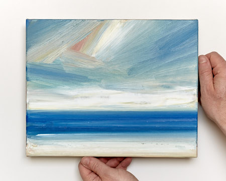 Seascape oil painting for sale Alongshore - scale view