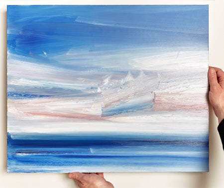 Seascape oil painting for sale Calm seas - scale view