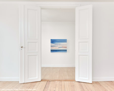Seascape oil painting for sale Calm seas - example interior view