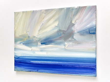 Abstract oil painting for sale Into the blue - side view