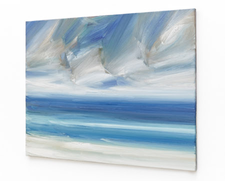 Abstract oil painting for sale Offshore, Lindisfarne - side view