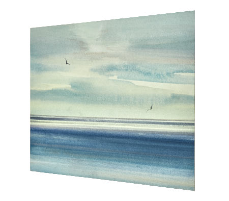 Across the shore original seascape watercolour painting by Timothy Gent - side view
