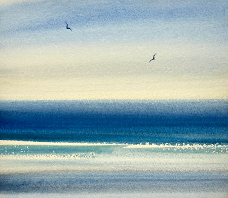Painting the sea with a new artwork titled Bright shore by fine artist Timothy Gent