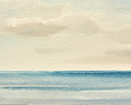 Cerulean seas original seascape watercolour painting by Timothy Gent - detail view
