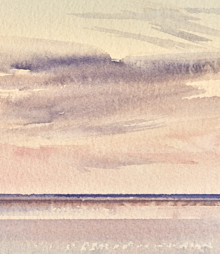 Evening seas, Lytham-St-Annes original watercolour painting by Timothy Gent - detail view