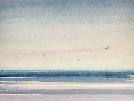 Evening light, St Annes-on-sea original watercolour painting by Timothy Gent