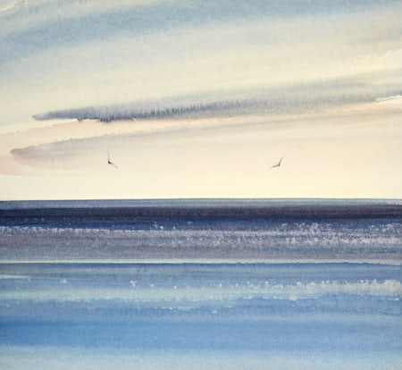 Evening shore, St Annes-on-sea original watercolour painting by Timothy Gent