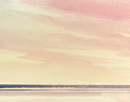 Into the sunset original watercolour painting by Timothy Gent - detail view