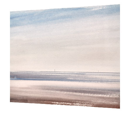 Light across the shallows original watercolour painting by Timothy Gent - side view