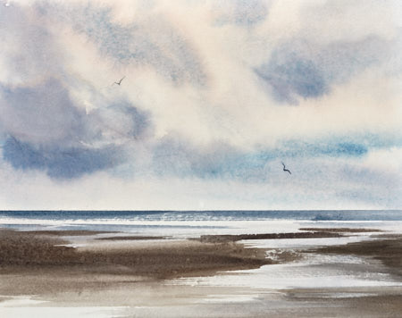 Light on the shoreline original art watercolour painting by Timothy Gent