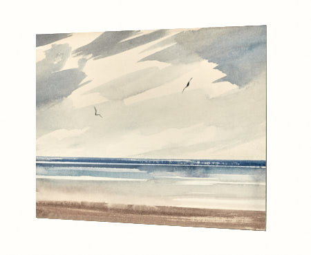 Light over the seashore original watercolour painting by Timothy Gent - side view