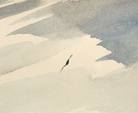 Light over the seashore original watercolour painting by Timothy Gent - detail view