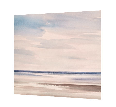 Light over the shore, St Annes-on-sea original watercolour painting by Timothy Gent - side view