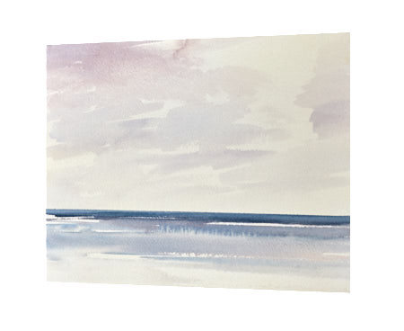 Light upon the sea original seascape watercolour painting by Timothy Gent - side view