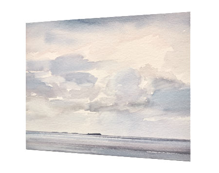 Lindisfarne shores original watercolour painting by Timothy Gent - side view