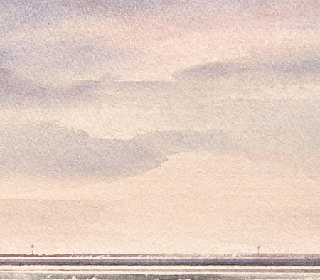 Lucent shore original watercolour painting by Timothy Gent - detail view