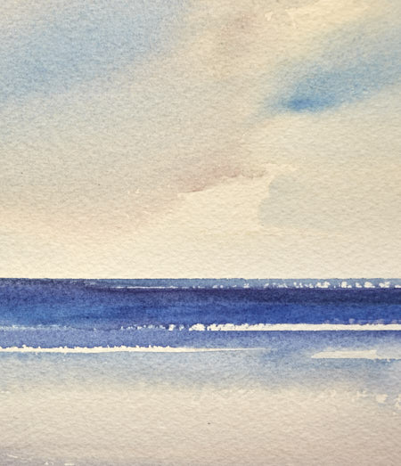 Offshore light original seascape watercolour painting by Timothy Gent - detail view